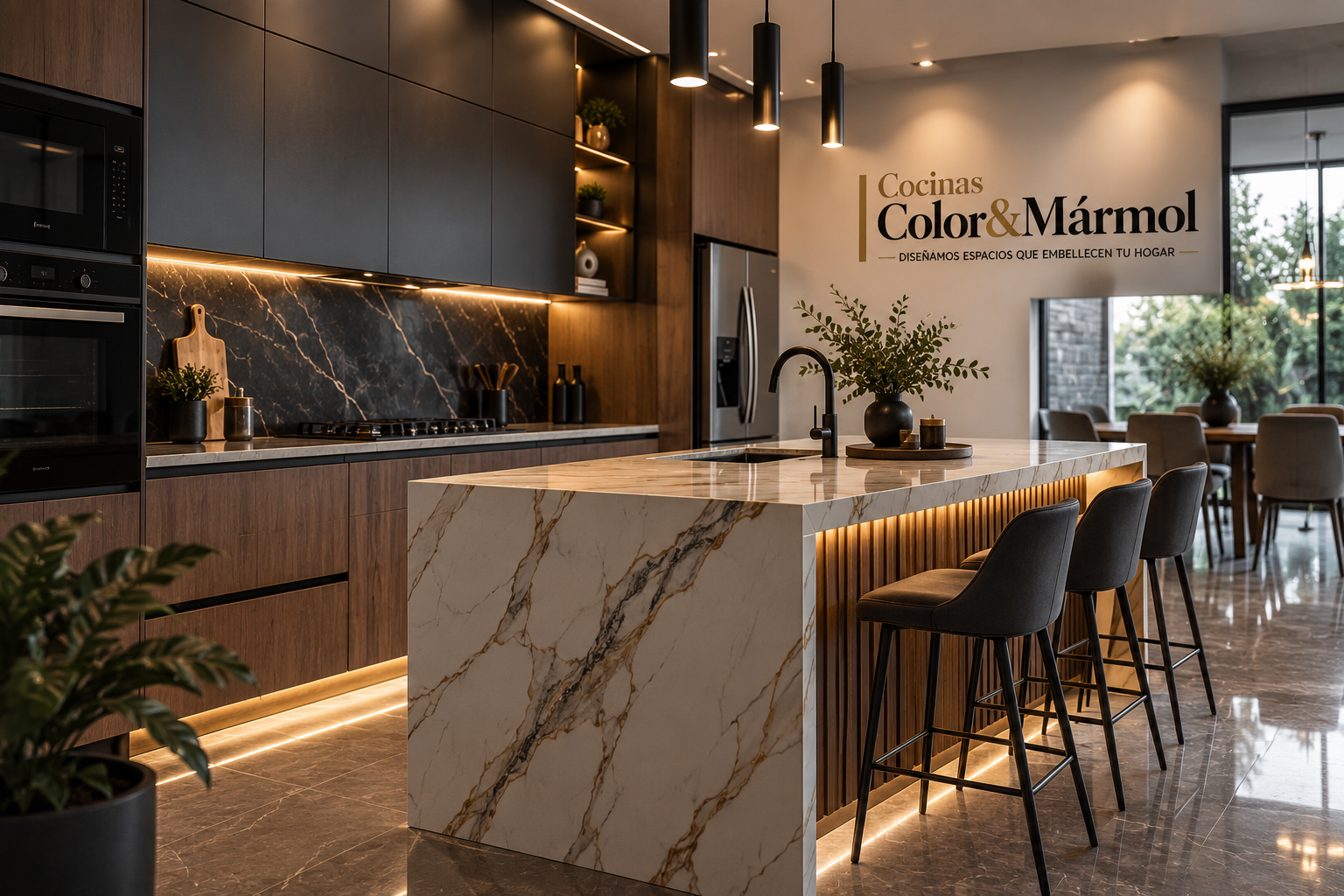 Interior diseñado por Cocinas Color&Mármol